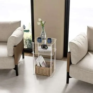 HMYHUM Small Acrylic Side Table for Home Decor