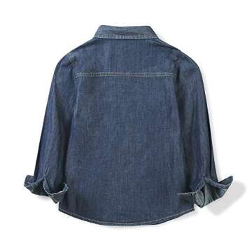 OCHENTA Toddler Boys Denim Button Down Shirt - Stylish Casual Chambray Top