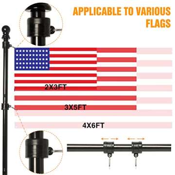 NELXINJO 5FT Flag Pole with Bracket,Professional Stainless Steel No Tangle Spinning Pole and Flag Pole Kit with Bracket for Residential or Commercial