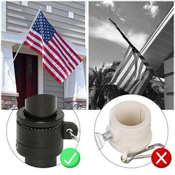 NELXINJO 5FT Flag Pole with Bracket,Professional Stainless Steel No Tangle Spinning Pole and Flag Pole Kit with Bracket for Residential or Commercial