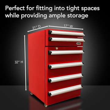 Whynter TBR-185SR 1.8 cu. ft. Portable Tool Box Refrigerator with 2 Drawers and Lock, One Size, Powder Coated Red