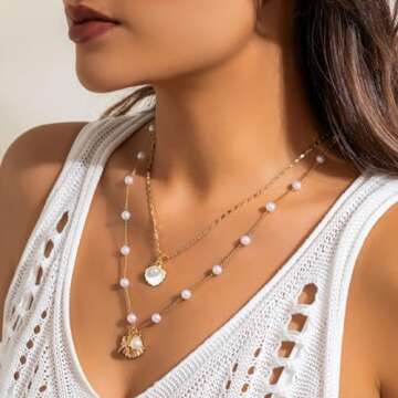 Gold Sea Shell Necklace for Women Summer Fashion