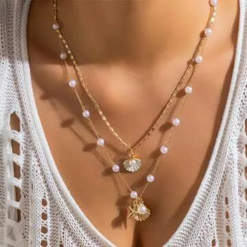 Gold Sea Shell Necklace for Women Summer Fashion