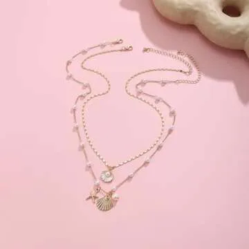 Gold Sea Shell Necklace for Women Summer Fashion