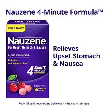 Nauzene Non-drowsy Upset Stomach & Nausea Relief Chewable Tablets - Fast-Acting Relief in 4 Minutes ...