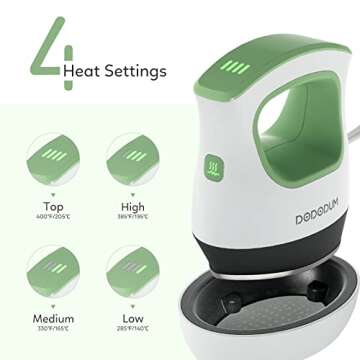 DODODUM Mini Heat Press Machine Easy to Use for T Shirts Shoes Hats Small HTV Iron-on Vinyl Projects Portable Heating Transfer Iron Green