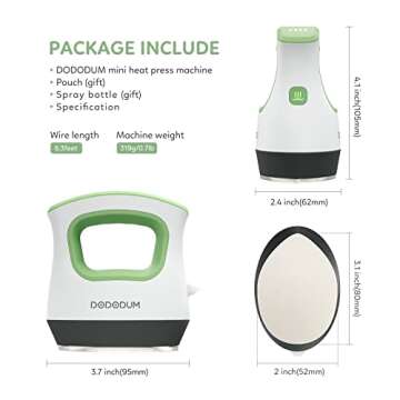 DODODUM Mini Heat Press Machine Easy to Use for T Shirts Shoes Hats Small HTV Iron-on Vinyl Projects Portable Heating Transfer Iron Green