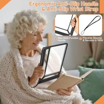 AKKYCVS 5X Full Page Magnifying Glass for Reading, Lightweight Rectangular Magnifier Provides Large Book Page Viewing Area, Upgraded Handheld Magnifier for Reading Small Prints for Seniors, Low Vision