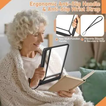AKKYCVS 5X Full Page Magnifying Glass for Reading, Lightweight Rectangular Magnifier Provides Large Book Page Viewing Area, Upgraded Handheld Magnifier for Reading Small Prints for Seniors, Low Vision