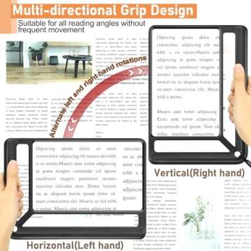 AKKYCVS 5X Full Page Magnifying Glass for Reading, Lightweight Rectangular Magnifier Provides Large Book Page Viewing Area, Upgraded Handheld Magnifier for Reading Small Prints for Seniors, Low Vision