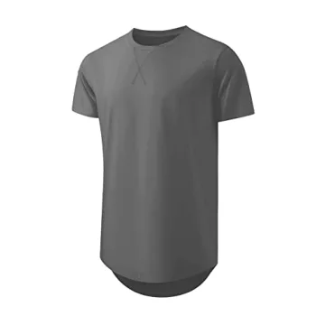 JMIERR Men's 3 Pack Cotton Hipster Hip Hop Longline Crewneck T-Shirt, Short Sleeve Gym Workout Athletic T Shirts for Men Pack,L, Black/Dark Grey/Khaki