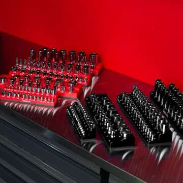 Olsa Tools Magnetic Socket Organizer for SAE Sockets | 16 Holders