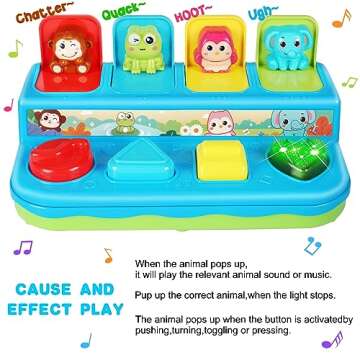 Interactive Pop Up Toys with Music & Light, Montessori Cause and Effect Toys for 1 Year Old Boy Girl...