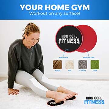 2 x Dual Sided Gliding Discs Core Sliders by Iron Core Fitness | Ultimate Core Trainer | Gym, Home A...