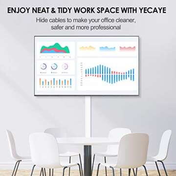 Yecaye 125" Large Cord Hider - Paintable Cord Cover Wall Cable Management System - PVC Wire Hide - Cable Raceway Kit for Wall Mount TV Office Home, 8X L15.7 W1.18 H0.67, CMC03-3017, White