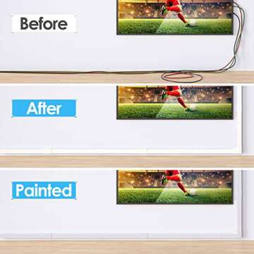 Yecaye 125" Large Cord Hider - Paintable Cord Cover Wall Cable Management System - PVC Wire Hide - Cable Raceway Kit for Wall Mount TV Office Home, 8X L15.7 W1.18 H0.67, CMC03-3017, White