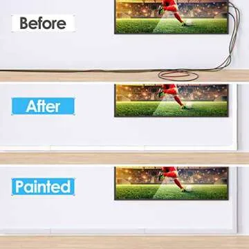 Yecaye 125" Large Cord Hider - Paintable Cord Cover Wall Cable Management System - PVC Wire Hide - Cable Raceway Kit for Wall Mount TV Office Home, 8X L15.7 W1.18 H0.67, CMC03-3017, White