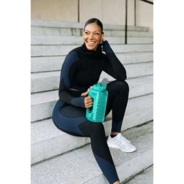 Zulu Goals 64oz Large Half Gallon Jug Water Bottle with Motivational Time Marker, Covered Straw Spou...