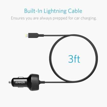 iPhone Car Charger, Anker 24W 2-Port Lightning Car Charger [MFi-Certified], with 3 ft Cable for iPhone 14 13 12 11 Pro Max mini X XS XR 8 Plus, iPad Pro/Air 2/mini, and More