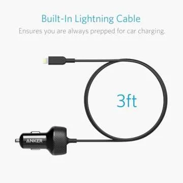 iPhone Car Charger, Anker 24W 2-Port Lightning Car Charger [MFi-Certified], with 3 ft Cable for iPhone 14 13 12 11 Pro Max mini X XS XR 8 Plus, iPad Pro/Air 2/mini, and More