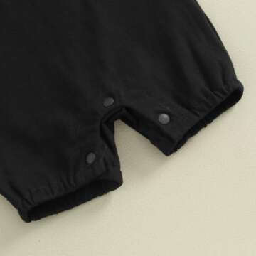 iddolaka Newborn Infant Baby Girl Basic Ruffle Romper Bodysuit Jumpsuit Casual Clothes Summer One Piece Solid Outfit (Black, 0-3 Months)