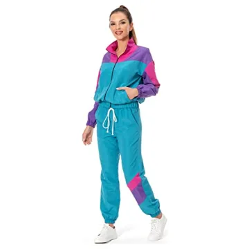 MASSWO Women 80s Sportswear Set Retro Casual Tracksuit
