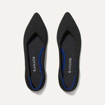 Rothy's The Point Women's Slip-On Shoes, Pointed-Toe Flats, Black, Made from Recycled Plastic Bottle...