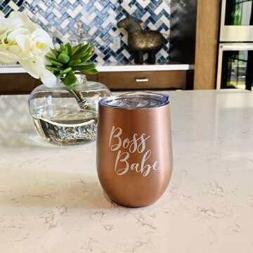 Rock and Llama Boss Babe Gifts for Women - 12oz Tumbler Cup Wine Glass - Beautiful Gift for Girl Bos...