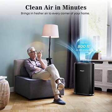 Okaysou Air Purifiers for Home Large Bed Room, Ultra Duo 3 Filters & H13 True HEPA with Washable Filter, 22dB Cleaner Odor Eliminators Remove 99.97% Smoke Dust Pollen Odor D&er VOCs , Black(800 Sq Ft)