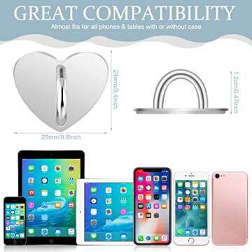 12 Pcs Cell Phone Charm Hook Finger Rings Adhesive Phone Finger Grip Loop Stand Metal Phone Charm Ri...