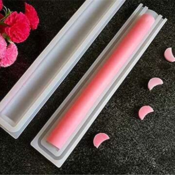 Crescent Moon Shaped Long Tube Silicone Soap Mold Moonlight Sonata Column Chocolate Candy Mold for Mousse Cake Baking Handmade Candle Mold Embed Soap Making Supplies