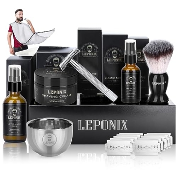 Complete Men's Shaving Kit with Safety Razor, Sandalwood Cream and Essentials