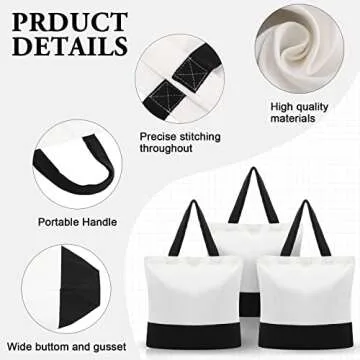Reginary 16 Pack Canvas Tote Bags Set Large Cotton Tote with Handle Women Kitchen Grocery Tote for DIY Gift