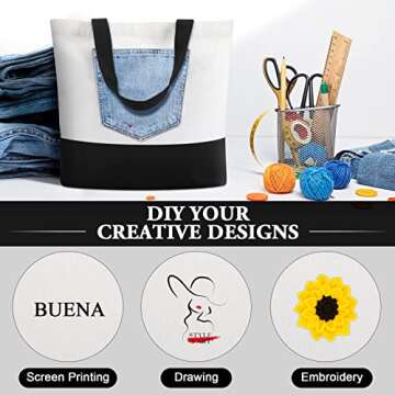 Reginary 16 Pack Canvas Tote Bags Set Large Cotton Tote with Handle Women Kitchen Grocery Tote for DIY Gift