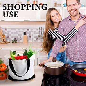 Reginary 16 Pack Canvas Tote Bags Set Large Cotton Tote with Handle Women Kitchen Grocery Tote for DIY Gift