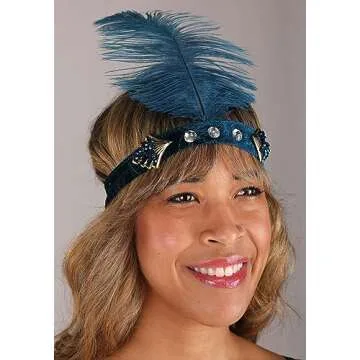 Dreamgirl Adult Womens Dress Flapper Costume, 20s Great Gatsby, Downtown Doll Halloween Costume, Blue - Small