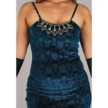 Dreamgirl Adult Womens Dress Flapper Costume, 20s Great Gatsby, Downtown Doll Halloween Costume, Blue - Small