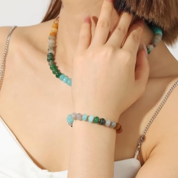 Colorful Beaded Gemstone Choker Necklace for Women