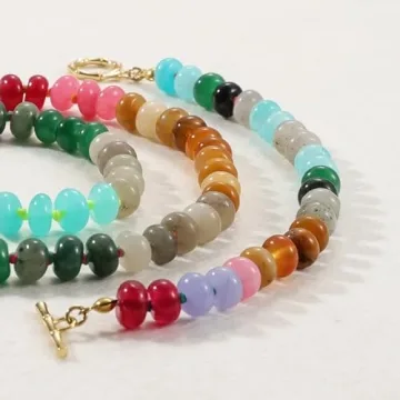 Colorful Beaded Gemstone Choker Necklace for Women