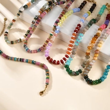 Colorful Beaded Gemstone Choker Necklace for Women