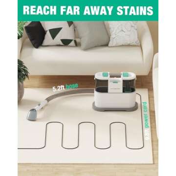 HAUSHOF Portable Carpet Spot and Upholstery Cleaner, Lightweight Deep Couch Cleaner Machine with Powerful Suction for Pet Stains, Couch, Rug, Car Seats and Narrow Spaces, Spot & Stain Cleaner Included