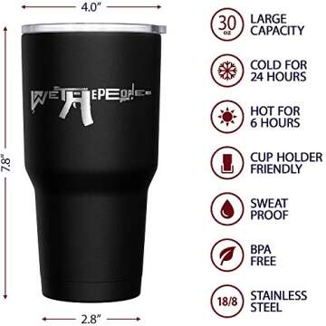 We The People Holsters - We The People AR-15 - Rifle Tumbler - American Flag Coffee Travel Mug - Tumbler For Gun Lovers - Double Insulated Tumbler - 30 oz