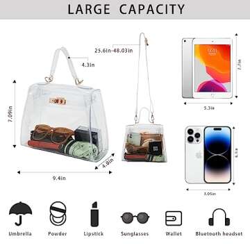 VUIASK Clear Bag Stadium Approved Crossbody Bags For Women Trendy Shoulder Bag Fashion Handbags Stadium Approved Events Festivals