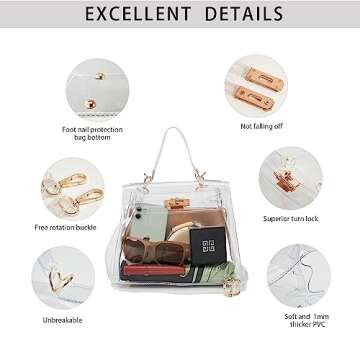 VUIASK Clear Bag Stadium Approved Crossbody Bags For Women Trendy Shoulder Bag Fashion Handbags Stadium Approved Events Festivals