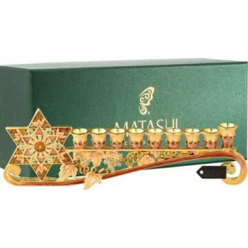 Elegant 9.25 Inch Menorah Candelabra with Star of David