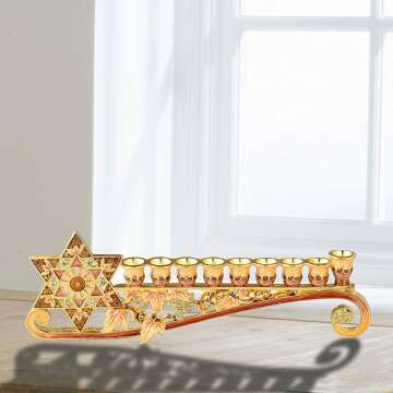 Elegant 9.25 Inch Menorah Candelabra with Star of David