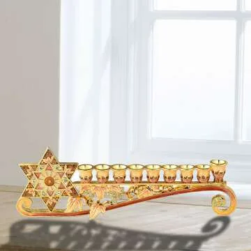 Elegant 9.25 Inch Menorah Candelabra with Star of David
