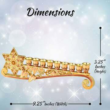 Elegant 9.25 Inch Menorah Candelabra with Star of David