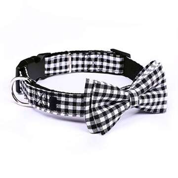 Love Dream Bow Tie Dog Collar, Soft and Comfortable Quick Release Plaid Dog Collar with Detachable B...