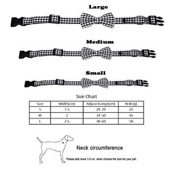 Love Dream Bow Tie Dog Collar, Soft and Comfortable Quick Release Plaid Dog Collar with Detachable Bowtie for Small Medium Large Dogs (Black-White Plaid, Medium(13.4"-19.7"))